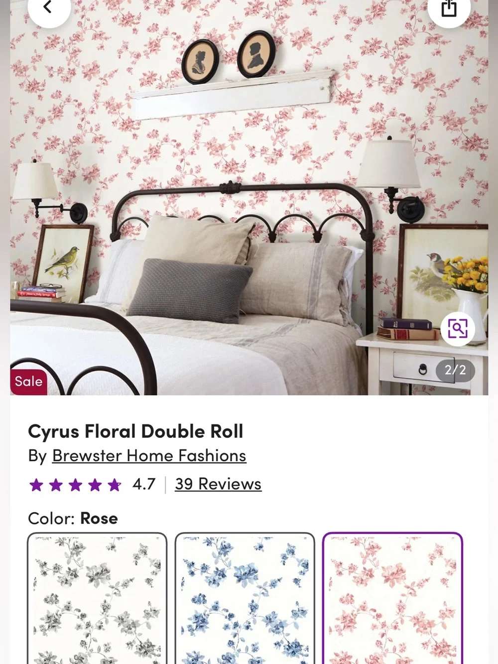 Brewster home fashion double roll wallpaper - Rose Pink